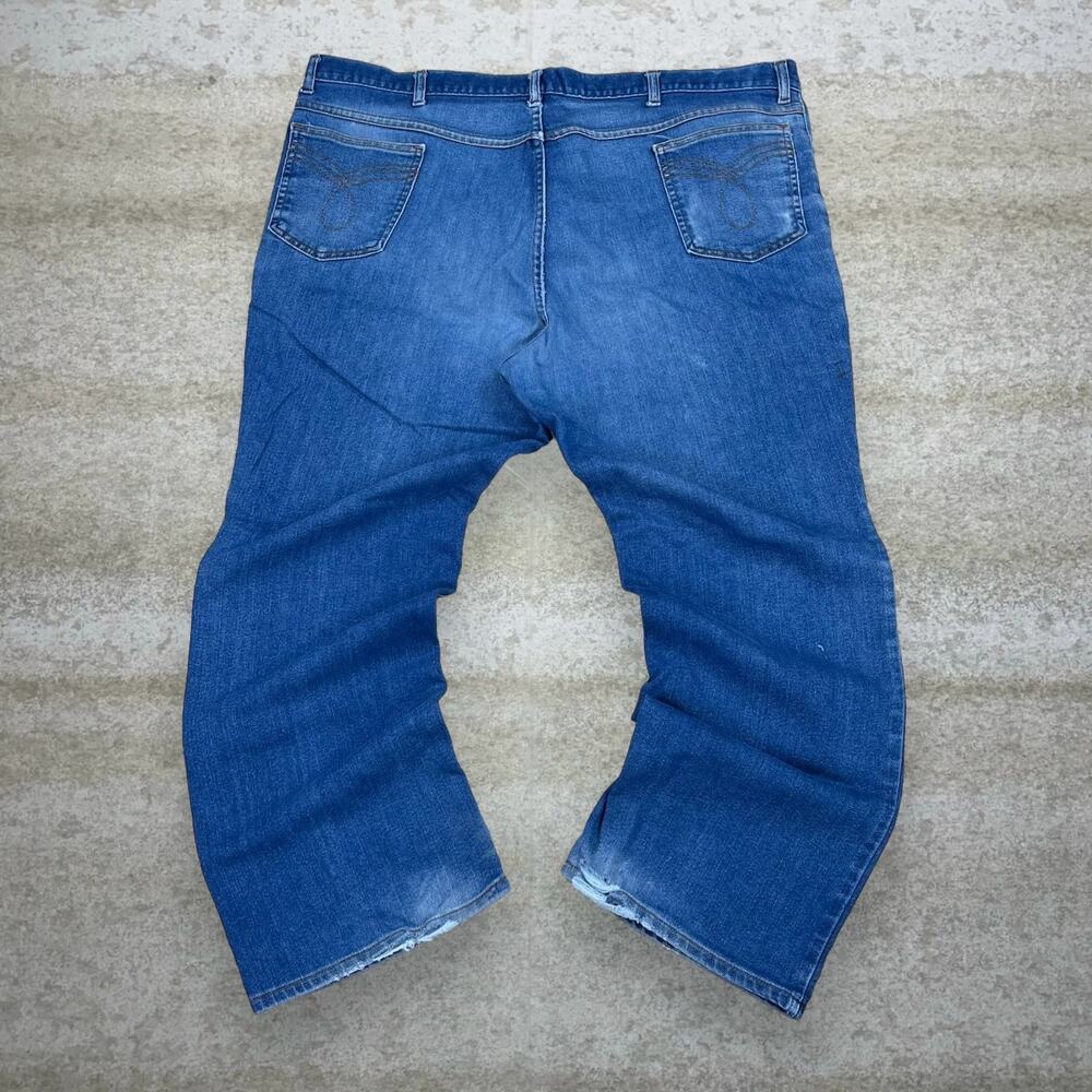 True Vintage 70s Jeans 44x30 Baggy Flared Leg Fit Medium Wash Denim